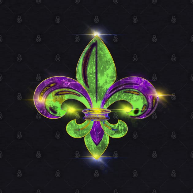 Fleur de lis distressed purple green gold Mardi Gras New Orleans by BrederWorks